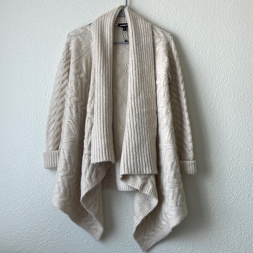 Express Shawl Collar Cable Knit Cardigan